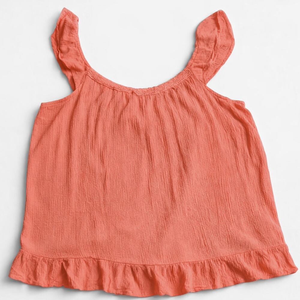 Mason & Belle Coral Ruffle Tank Top XL - Flowy Rayon with Crinkle Texture